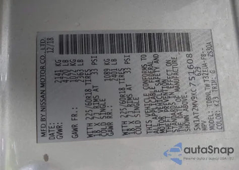 2019 Nissan Rogue Sv from USA, damaged, VIN 5N1AT2MV9KC751608